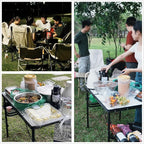 Titanker Folding Camping Table 3ft, Large Camp Table Portable with Extra Side Racks & Storage Net, Folding Picnic Table, Outdoor Patio Table, RV/Car Camping Essentials, Aluminum, Silver