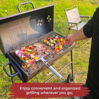 LUSSIER Grilling Basket for Outdoor Grill – Large Foldable Stainless Steel Barbeque Basket with Removable Handle, Skewers & Basting Brush Non-Stick BBQ Grill Basket for Veggies, Fish & Shrimps