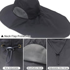 NPQQUAN Mens Sun Hats for Men Women with Neck Flap Wide Brim UV Protection Hiking Fishing Hat