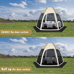 Screen Tent with Removable Floor, Siebwin Large 11.8'x11.8' Gazebos with Mosquito Netting and Removable Floor Sunproof Outdoor Canopy Tent for Backyard Khaki Party Outside Activities, Khaki