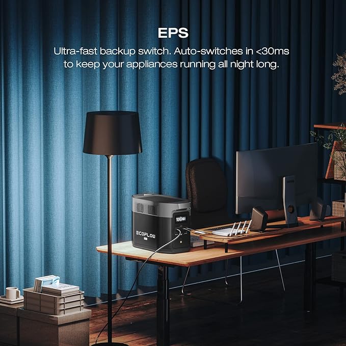 EF ECOFLOW DELTA 2 MAX Power Station with Smart Extra Battery, Expand Capacity from 2048Wh to 4096Wh, Solar Generator for Home Backup, Emergency, Outdoor Camping