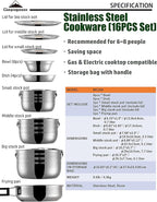 CAMPINGMOON Camping Cookware Set Stainless Steel Outdoor Nesting Cooking Mess Kit Pots Pans Bowls with Storage Carrying Tote Bag