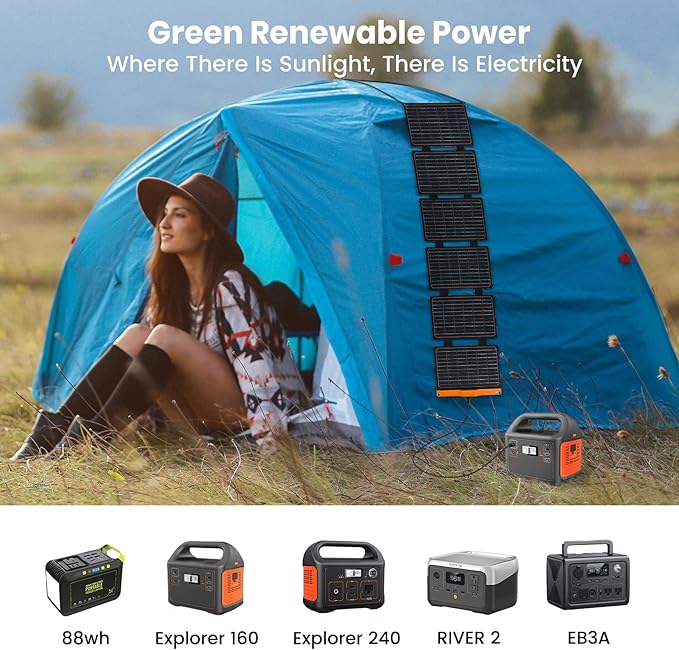FlexSolar 60W Portable Solar Panels Chargers with PD3.0 USB-C,QC3.0 USB-A and DC Outputs Foldable IP67 Waterproof Power Emergency Camping for Small Power Station Generator,Phones, Power Banks, Tablets