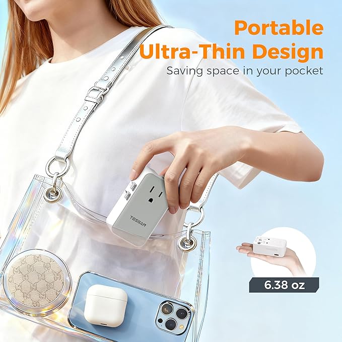 TESSAN Universal Travel Adapter 70W, Ultra Thin International Power Adapter with 4 USB Ports (3 USB C), Worldwide Plug Adaptor for US to European UK Australia Spain France Ireland (Type C G A I)