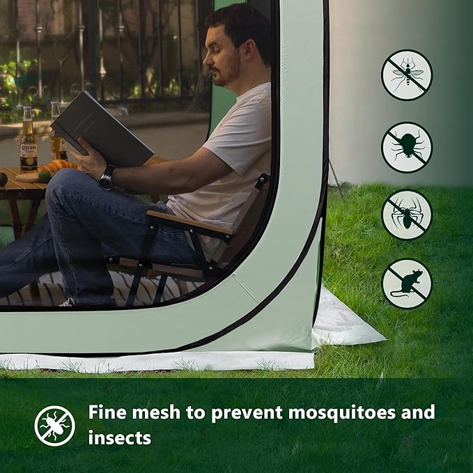 Pop Up Tent，Portable Canopy Tent with Mesh Mosquito Net, Screen House Room Canopy Shade Screen 6 x 6 FT with Carry Bag for Patio, Backyard, Sports & Outdoors Activities, Green