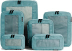 Compression Packing Cubes for Travel - Luggage Organizer Bags - Double Zipper Packing Cubes for Suitcases (6-Pack, Teal)