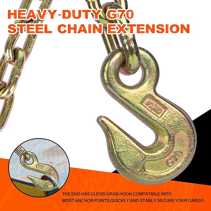 2" x 27' Ratchet Straps with Chain Extension and Grab Hooks,Heavy-Duty Tie Down Straps 3,333 lbs Working Load Limit and 10,000 lbs Break Strength for Cargo Straps for Secure Transport 4Pac
