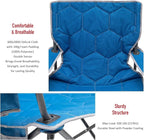 SUNNYFEEL Oversized Folding Camping Chair 500 LBS Heavy Duty Lawn Chairs with Blue Portable Folding with Armrest, Cup Holder, Pocket ＆Bag for Outdoor Camping/Beach/Travel/Picnic/Fishing