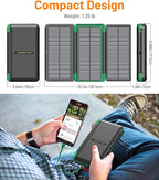 Power Bank Solar Charger 46800mAh Built in 4 Cables 3 Foldable Solar Panels, PD20W Fast Charging Portable Charger, LED Display Powerbank USB C in/Output, External Battery Pack with SOS Camping Light