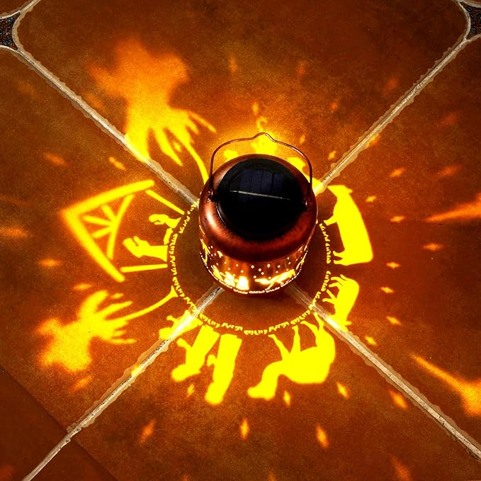 Homemory Solar Lanterns Christmas Nativity Scene Lights Outdoor Waterproof Garden Decor Women Gifts for Birthday, LED Hanging Solar Lights Metal Lantern Decoration Outside for Yard, Patio, Porch