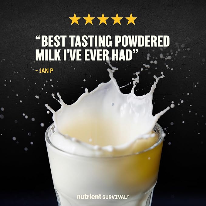 Nutrient Survival Vitamin Powdered Milk (4 Cans, 200 Servings), Freeze Dried Prepper Supplies & Emergency Food Supply, 21 Essential Nutrients, Soy & Gluten Free, Shelf Stable Up to 25 Years