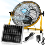 12 Inch Solar Panel Powered Fan, 2 in 1 Solar Panel or AC Charger Powered Fan 12W 9V Portable for Chicken Coop Greenhouse Household Exhaust Camping Travel Outdoor (Yellow)