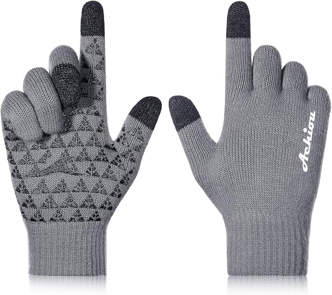 Achiou Winter Gloves, Glove for Men Women, Upgraded Touch Screen Texting Warm Running with Thermal Soft Knit Lining