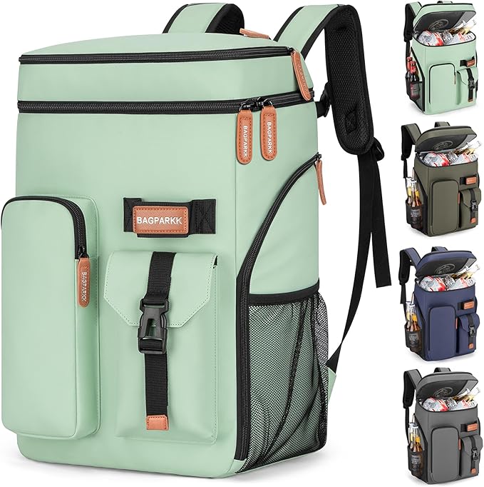 Insulated Cooler Backpack,33/45 Cans Multifunctional Double Deck Leakproof Cooler Bag with Sternum Strap,Large Capacity Lightweight Travel Camping Beach Backpack