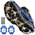 Crampons Ice Cleats Traction Snow Grips for Boots Shoes Women Men Anti Slip 19 Stainless Steel Spikes Safe Protect for Hiking Fishing Walking Climbing Mountaineering