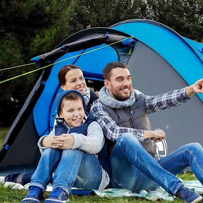 4 Person Easy Pop Up Tent,9.5’X6.6’X52'',Waterproof, Automatic Setup,2 Doors-Instant Family Tents for Camping, Hiking & Traveling