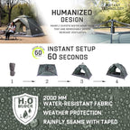 Happy Travel 1/2/3/4 Person Camping Tent, Instant Easy Pop Up Tents for Camping,Automatic Waterproof Family Camping Tent, Easy Set Up Tent,Portable Windproof Dome Tent for Camping Hiking & Traveling