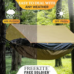Camping Tarp Tent Portable Multifunctional Bushcraft Backpacking Tear-Resistant Fabric Rain Fly Tarps Awning Shelter Lightweight Waterproof Tarp(10×10 tarp)