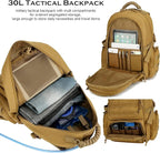 30L Military Tactical Backpack for Men 3 day Assault Pack Molle Daypack Army Hiking Rucksack (Khaki)