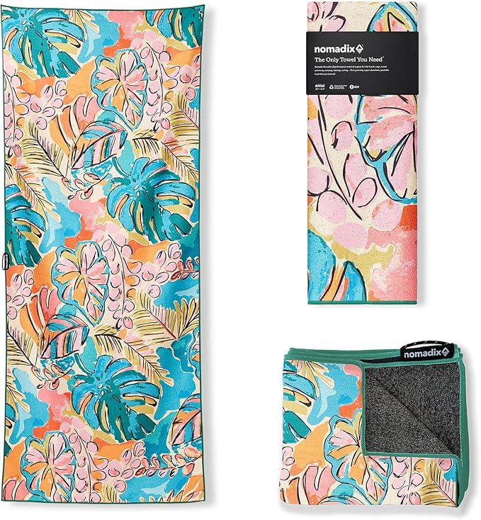 Nomadix Original Towel - Perfect for Beach, Pool, Travel, Camping, Yoga - Made with Recycled Materials - Super Absorbent - Sand Resistant - Jungle - 72.5x30