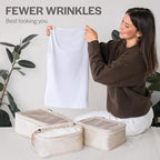 Compression Packing Cubes for Travel - Luggage Organizer Bags - Double Zipper Packing Cubes for Suitcases (4-Pack, Beige)