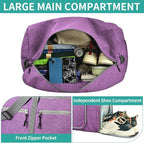 Dimayar 40L Travel Duffle Bag for Men Women - Foldable Duffel Bag with Shoes Compartment - Overnight Bags Waterproof & Tear Resistant(Purple)