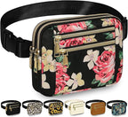 Capolo Fanny Packs for Women Fashion Waist Packs Bag with Adjustable Strap and 4 Zipper Pockets Waterproof Everywhere Crossbody Belt Bag for Workout Running Travelling(Rose)