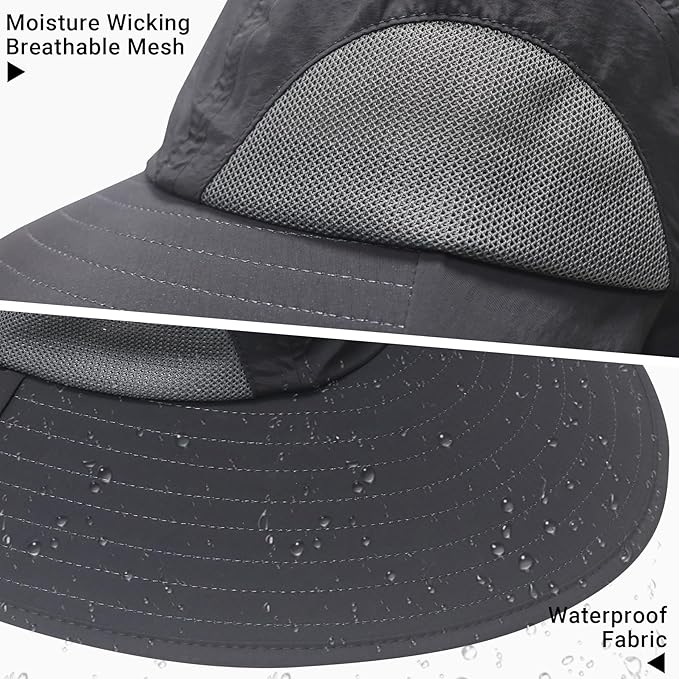 NPQQUAN Mens Sun Hats for Men Women with Neck Flap Wide Brim UV Protection Hiking Fishing Hat