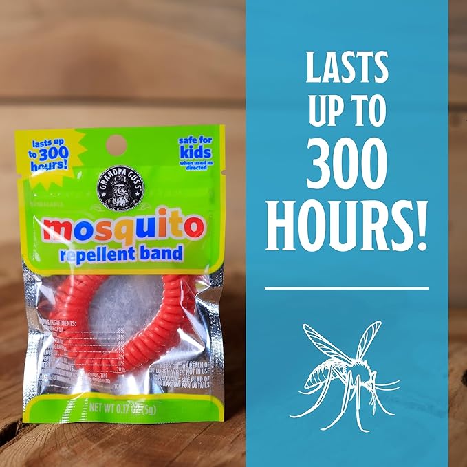 Grandpa Gus's Natural Mosquito Repellent Bracelets for Family, 300 Hours Protection, DEET-Free, Summer Outdoor Beach Camping Essentials, Regular Assorted Colors, 12 Bands
