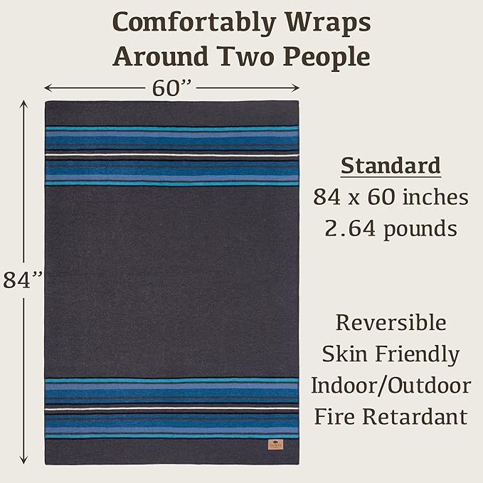 Chubbuck 100% Wool Blanket Camping (60" x 84") - Large Warm Blanket for Camping, Emergency, Outdoor Concerts and Home Use - Fire Retardant, Soft and Warm Blankets for Winter (Lakeland)