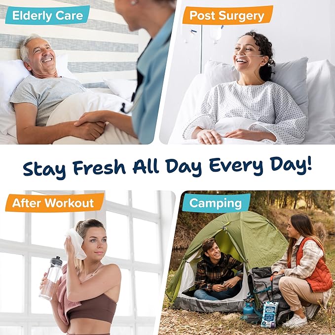 Body Wipes For Adults Bathing No Rinse 200pc XL - Ultra Thick Shower Wipes For Men Women - Personal Cleansing, Hygiene & Camping Essentials, Elderly Care, Travel, Incontinence Disposable Washcloths