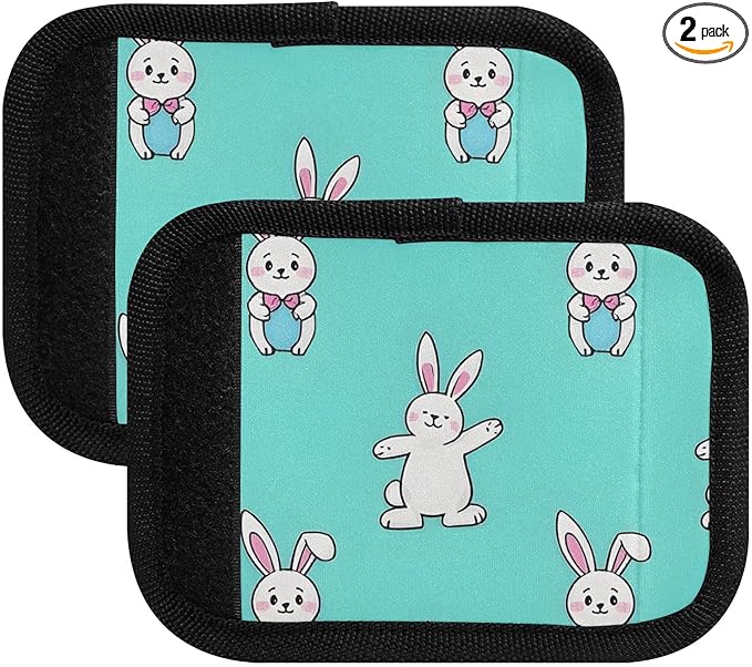 Rabbit Dancing Luggage Handle Wrap for Suitcase Luggage Tags Handle Covers Identifiers Soft Decorations Travel Accessories 2 Pack