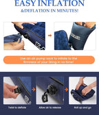 Inflatable Sleeping Pad for Camping, Extra-Thick 4.75 Inch Air Mattress with Soft Cotton Top, Machine Washable, Family Lightweight 4-Season Pad for Camping, Traveling & Hiking, Blue