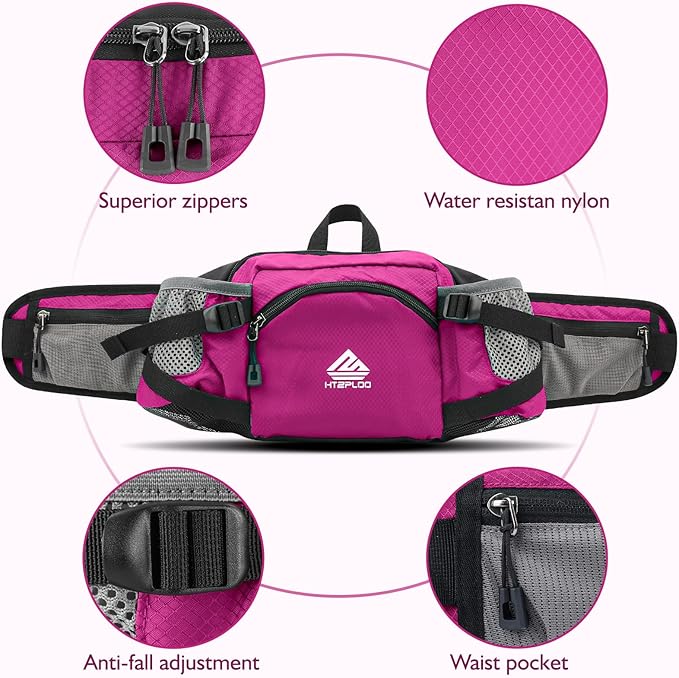 Fanny Pack Waist Bag with Water Bottle Holder for Men Women Running Hiking Travel Dog Walking Workout Cycling Outdoor (Pink)