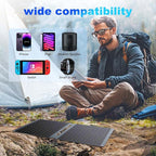 20W Portable Solar Panel with USB-C USB-A Outputs for Phone,Ipad,Power Bank,Small Fan,IP67 Waterproof Durable Solar Powered Battery,Mini Foldable Solar Panel for Camping Outdoor Backpacking