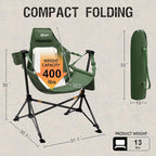 Portal Hammock Camping Chair, Portable Outdoor Swinging Chairs, Rocking Chair for Adults with Adjustable Back and Height for Lawn, Backyard, Patio, Supports 400 lbs, Breathable Mesh High Back, Green