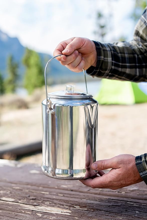 Stansport Aluminum Percolator Coffee Pot with Wire Handle