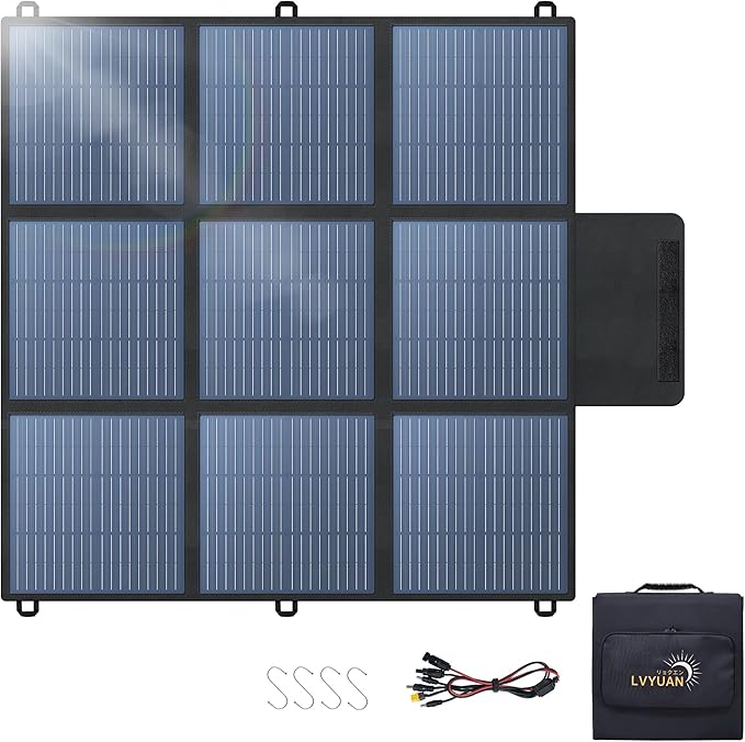LVYUAN 300W Portable Solar Panel, 20V Foldable Pillow-Sized Solar Panel IP65 Waterproof, Upgraded 23% Efficiency for Solar Power Station Generator for Outdoor Camping Backpacking Hiking
