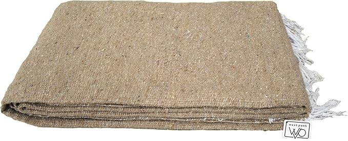 Open Road Goods Solid Color Mexican Yoga Blanket – Large Handwoven Throw for Yoga, Beach, Camping or Home – Soft and Durable Cotton Blend