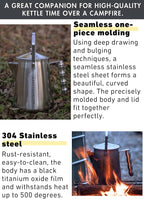 CAMPINGMOON 1.5L Campfire Kettle Stainless Steel Camping Coffee Pot Full capacity 1.86L SW-6