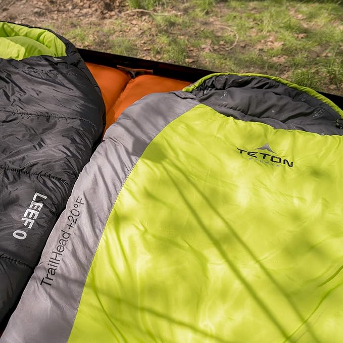 Teton 20F and 5F Degree Sleeping Bag; Lightweight, Warm Weather Mummy Sleeping Bags for Adults and Kids, Camping, Backpacking, Hiking