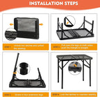 GREGIN Camping Table with Mesh Desktop, Lightweight & Portable Folding Grill Table, Height Adjustable Metal Outdoor Table for Camp, Cooking, BBQ, RV, Picnic-4 FT Black