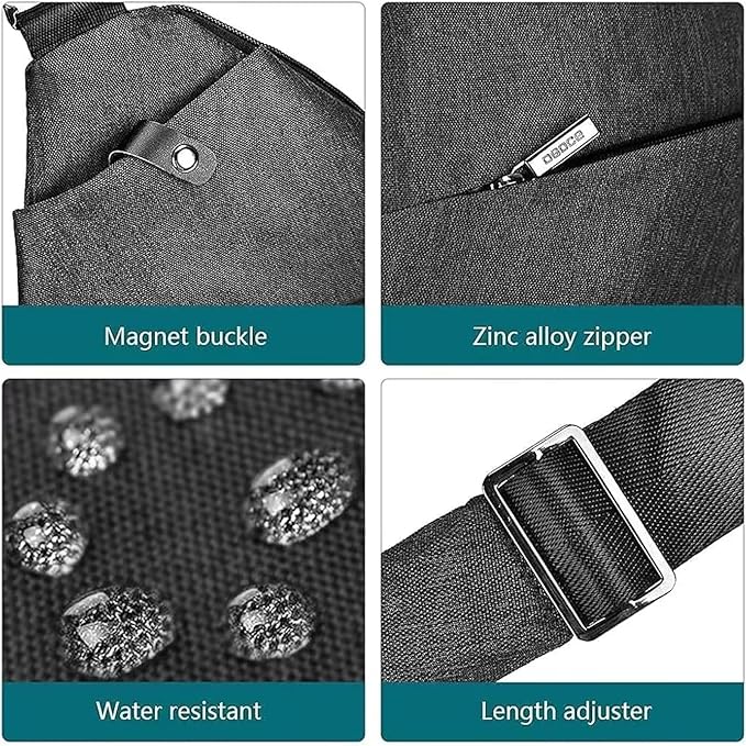 Anti Theft Crossbody Bags Sling Bag for Women Men Waterproof Wander Bag for Sports and Travel. (3.0BLACK, Large)