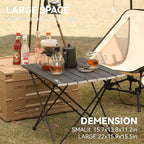 MOON LENCE Folding Outdoor Aluminum Camping Table Portable Ultralight Compact Backpacking Travel Table for Beach, Picnics, Hiking (Black, Large)