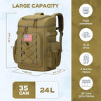 Maelstrom Backpack Cooler,Soft Lightweight Leakproof Tactical Cooler Backpack,35 Can Insulated Cooler Bag,Keeps 35 Cans Hot/Cold for Up to 16 Hours,Waterproof Lunch Bag for Men Women-Khaki