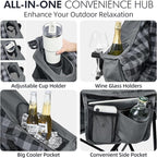 Oversized Camping Chairs for Adults - Heavy Duty Padded Outdoor Folding Lawn XL Camp Chair with Cup Holder Cooler Pockets for Outside Sports Beach Fishing Garden Portable Supports 500lbs, Grey