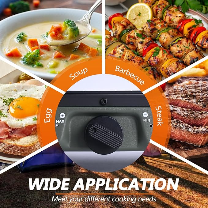 2 Burner Propane Camping Stove with Grill and Carrying Bag, Portable Folding Camp Stove with 17,000 BTU Adjustable Burners for Backpacking, Picnics, Outdoor Cooking