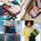 Set of 8 compression packing cubes for travel accessories- Expandable bags for clothing, toiletry, backpacks, organizing essentials (Holiday)