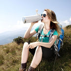 IDEUS Insulated Stainless Steel Water Bottle with 2 Leak-Proof Lids, Thermal Water Flask for Hiking Biking, 40oz, White