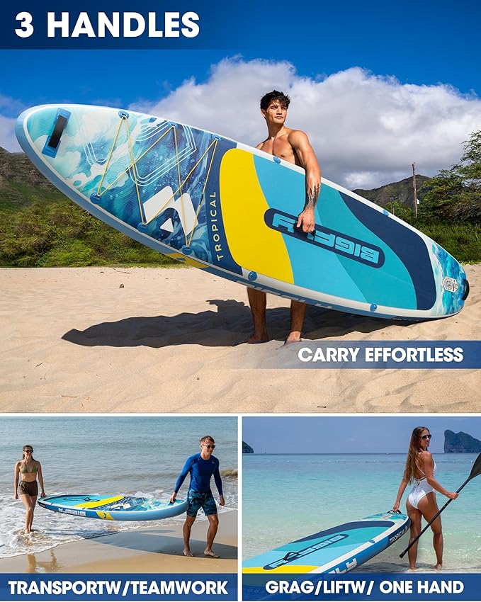 Bigfly Inflatable Stand Up Paddle Board 11’*34”*6”, Blow Up Paddle Board for Adults,with Detachable Fins, Pump, Floating Paddle, Safety Leash,Backpack